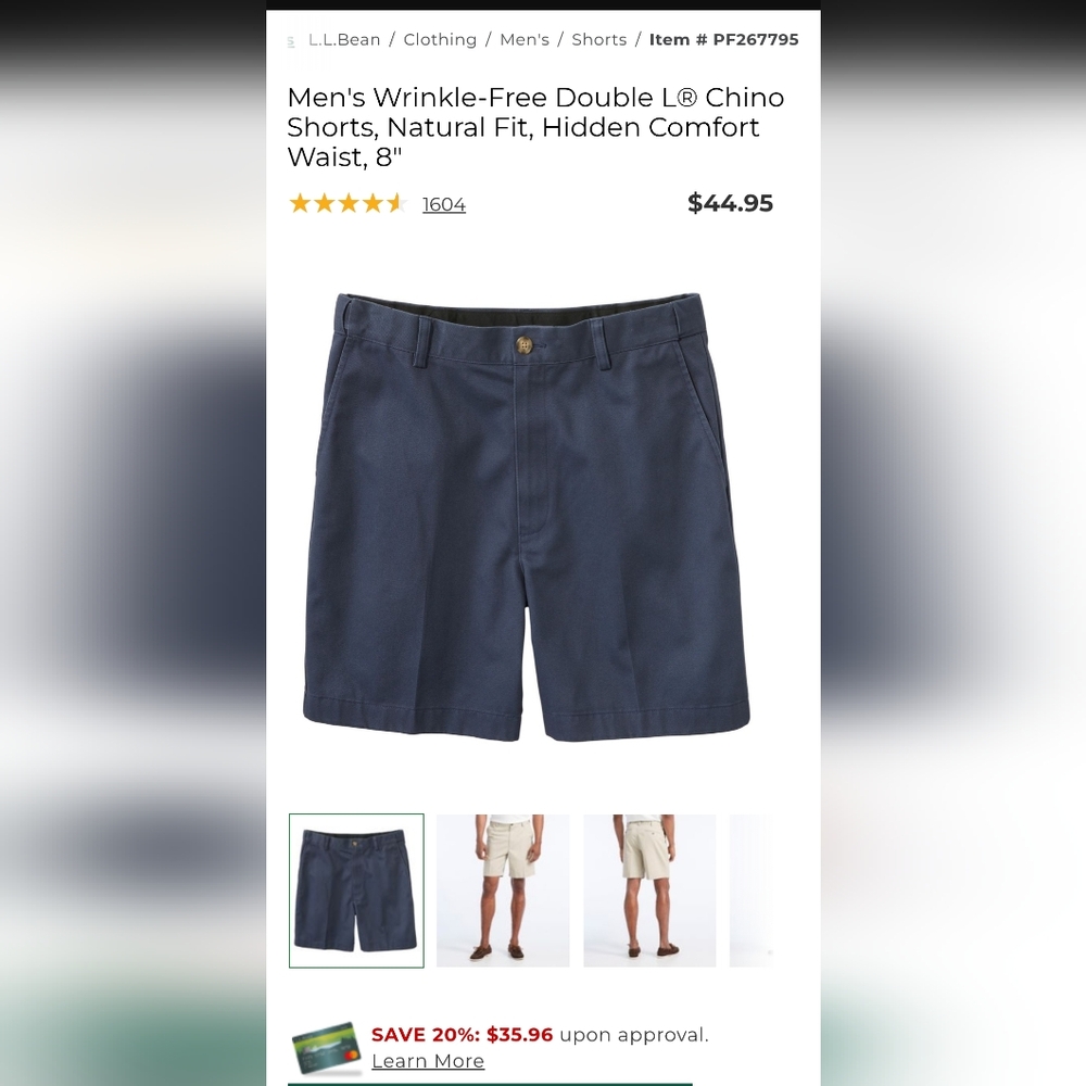 L.L. Bean Men's Blue Flat Front Shorts